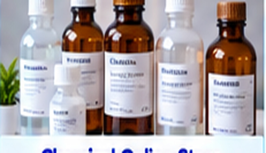 Bottles of laboratory chemicals